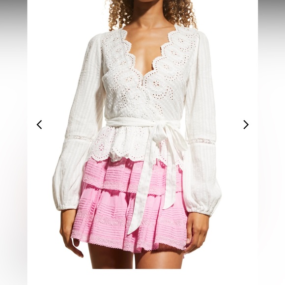 Polla eyelet long sleeve wrap top loveshackfancy - Picture 2 of 3